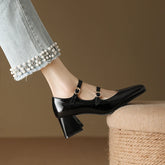 Lizakosht Silver Black Women's Heels Elegant Ankle Strap Shallow High Heels Pumps Mary Janes Shoe Luxury Sexy Party Wedding Shoes Big Size